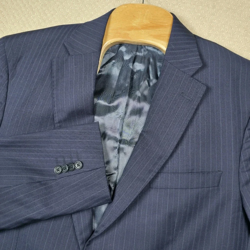 Ermenegildo Zegna Mens Blazer Jacket 42 Blue Stripe Wool Sport Coat Saks 5th Ave